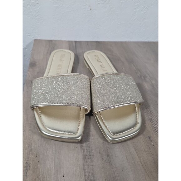Women's Stuart Weitzman Gold Flats Glitter Size 7B Slip On - Picture 3 of 7